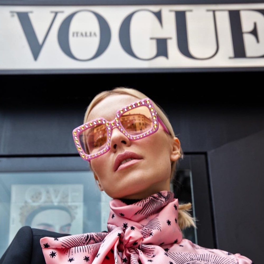 Gucci Crystal Embellished Oversized Square Sunglasses Pink Statement Luxury